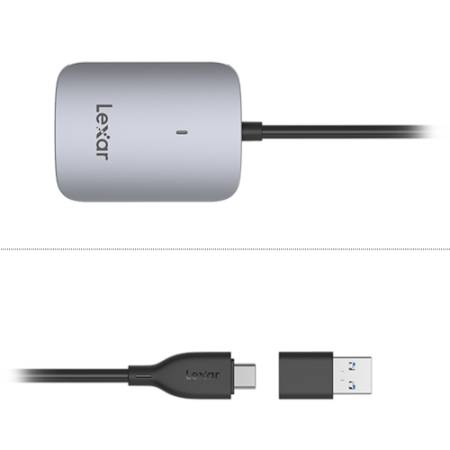 Lexar LRW515U - czytnik kart CFexpress Type A, USB 3.2 Gen 2, 900 MB/s_Czytnik i kabel z przejściówką z góry_2
